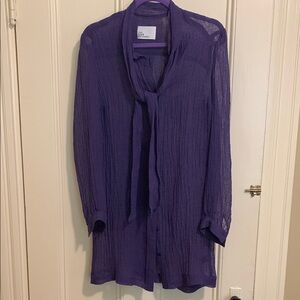 Lisa Marie Fernandez  Bow Mini Shirtdress Blueberry Sorrento
Gauze